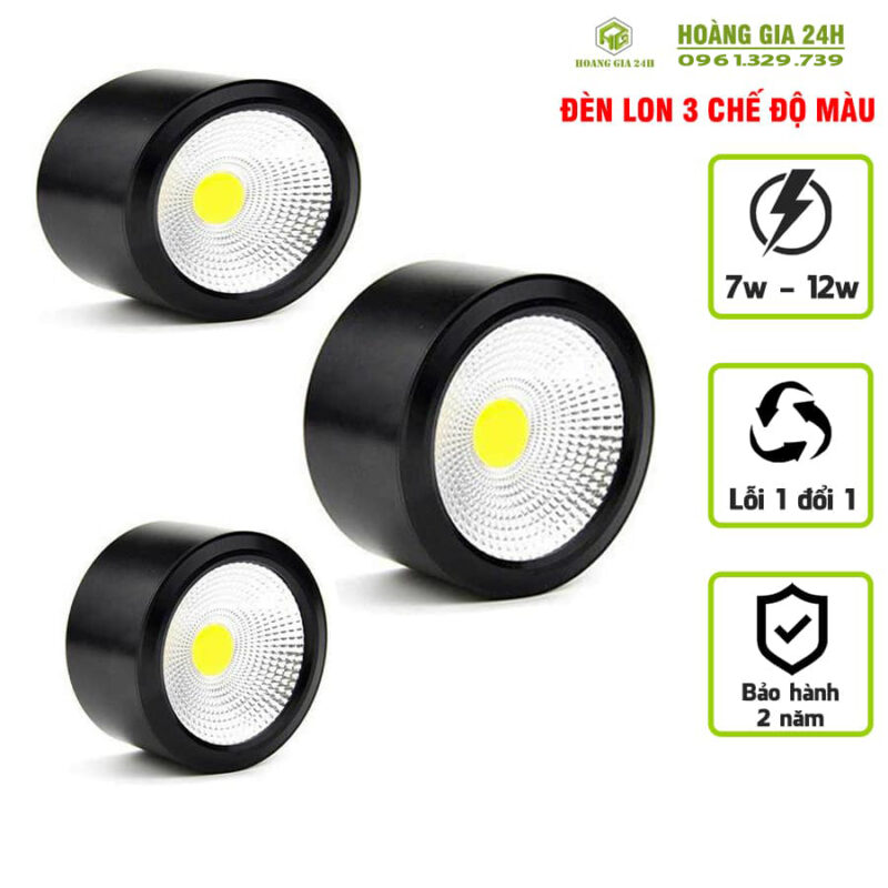 Đèn lon ốp trần 3 chế độ màu