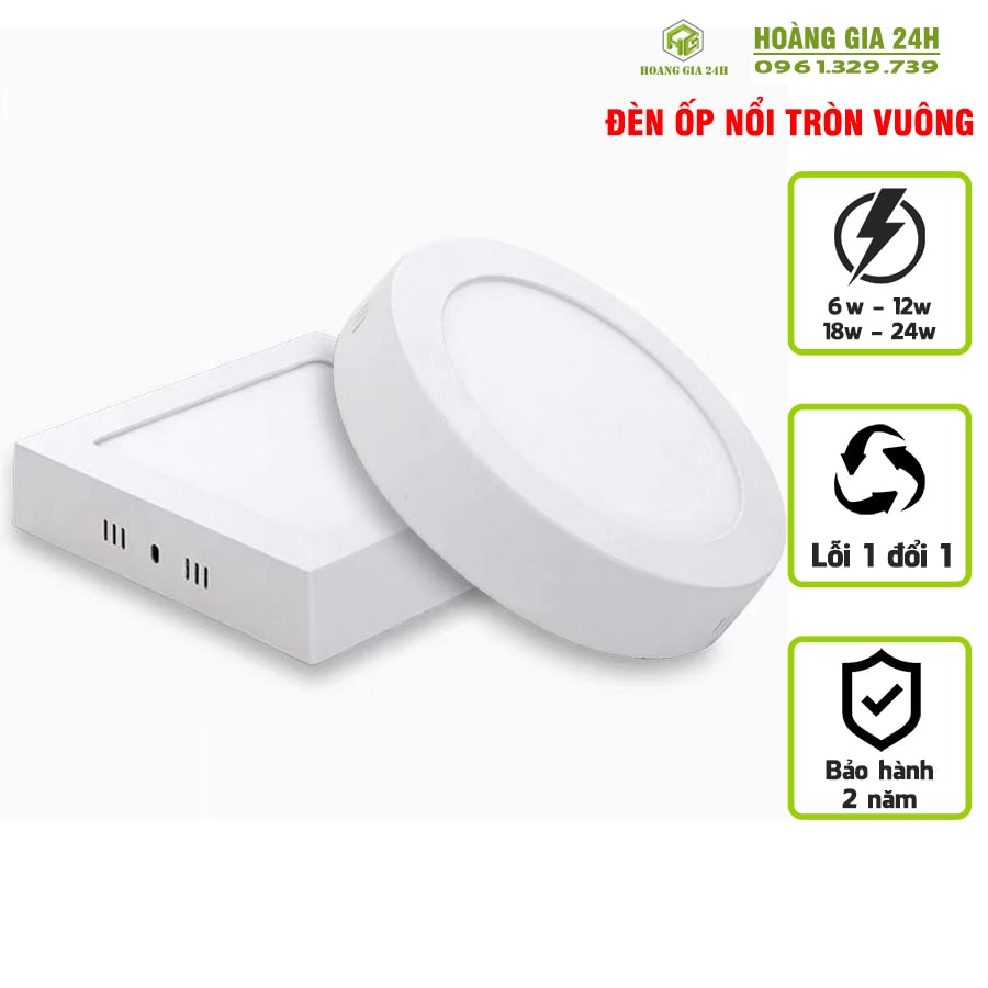 Đèn Ốp Nổi Tròn Vuông 6w, 12w, 18w, 24w Đèn Ốp Nổi Tròn Vuông 6w, 12w, 18w, 24w