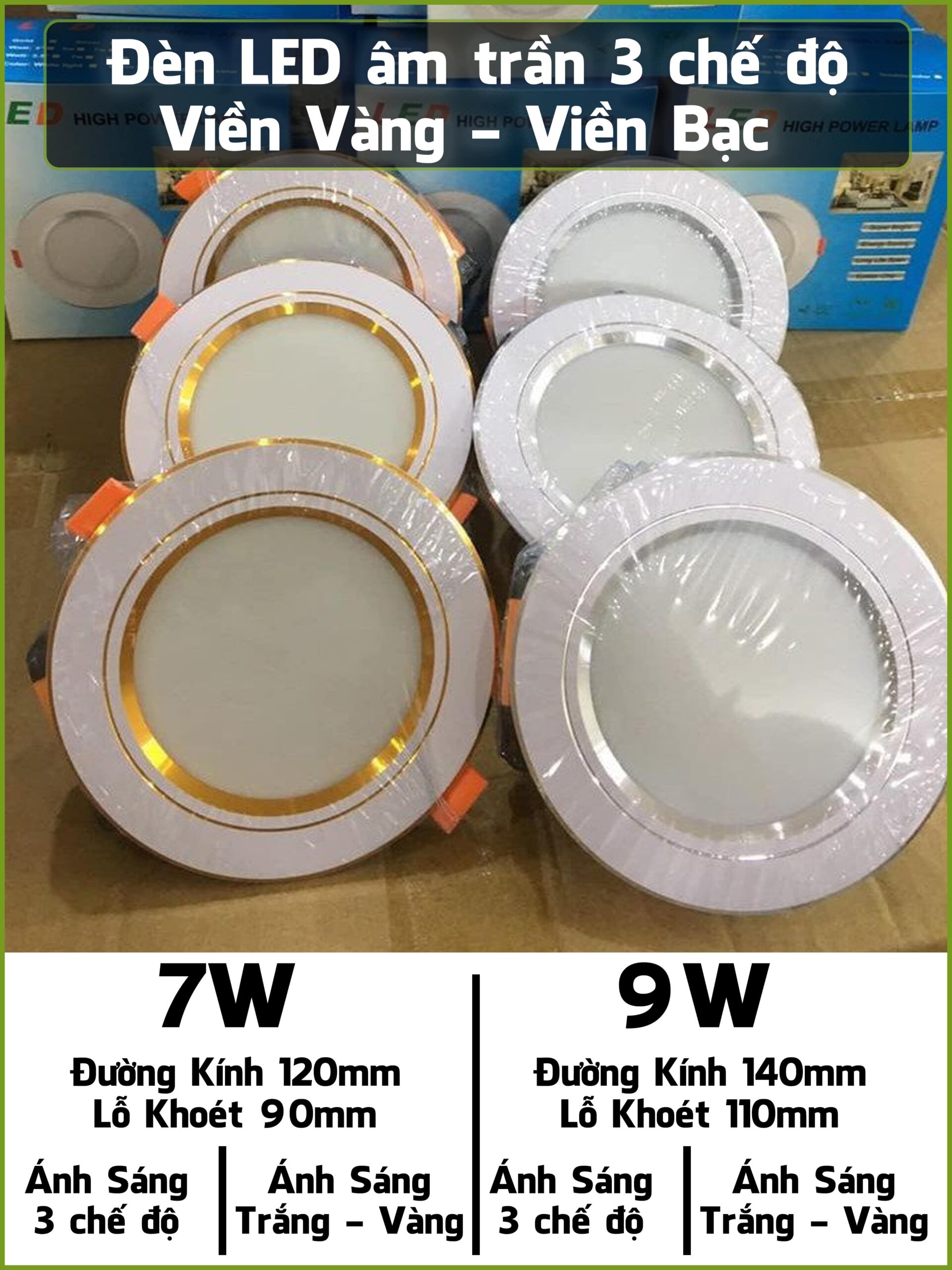 Đèn âm trần 3 chế độ